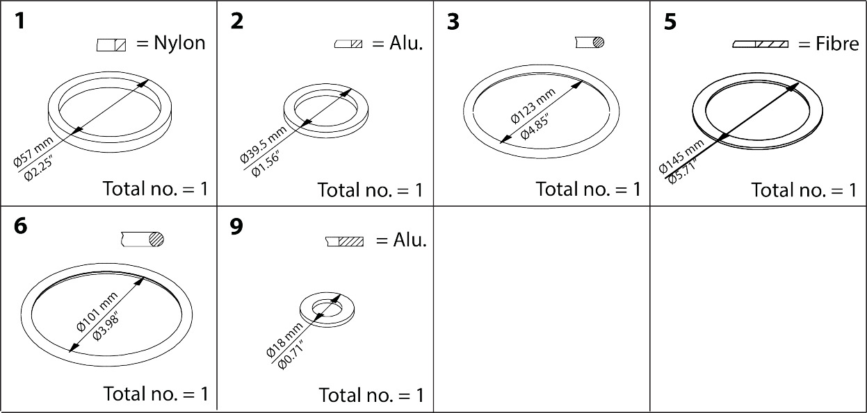 Inspection kit, Sealing parts