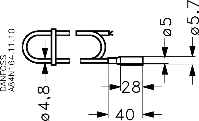 Temperature sensor, AKS 21 A, 2.50 m, Pt, 1000 Ohm