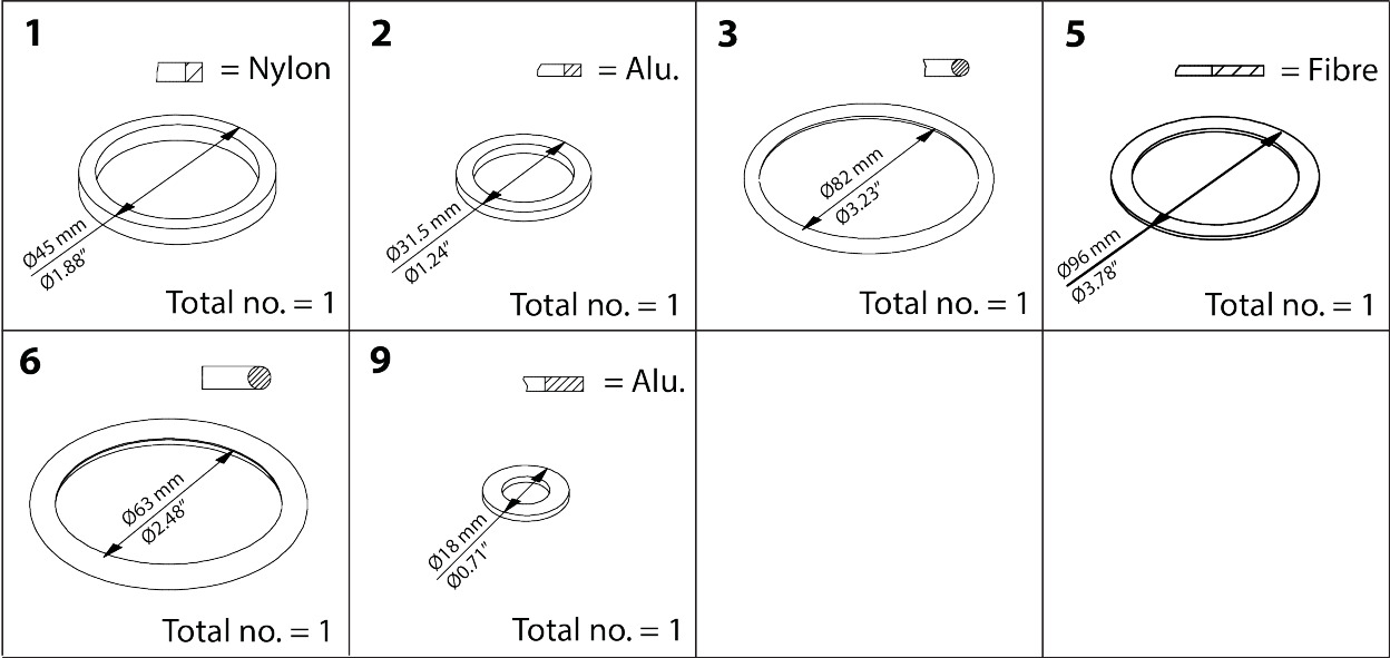 Inspection kit, Sealing parts