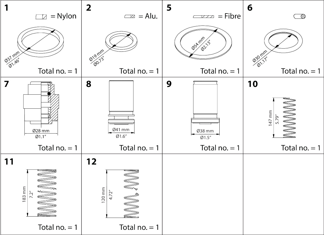 Overhaul kit, Piston, sealing, Packing gland