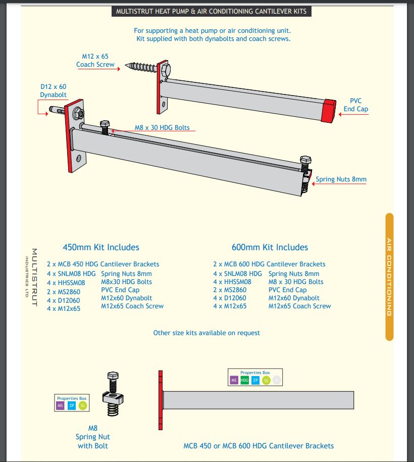 Heavy Duty Wall Bracket 780mm Galvanised- MaxWt 300Kg (pair)