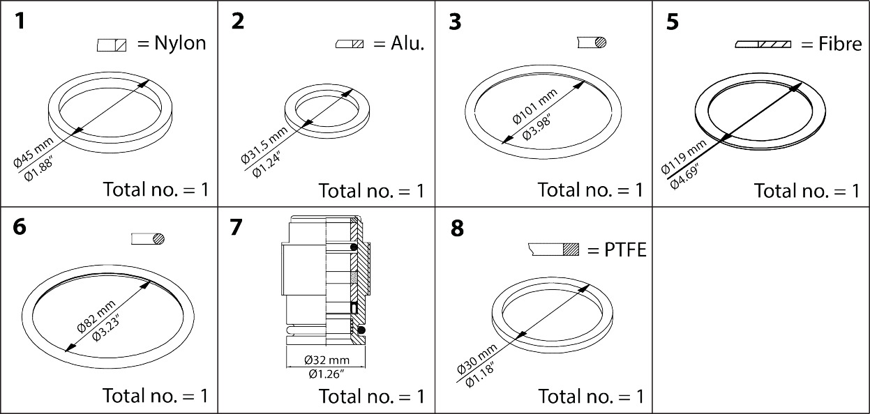 Repair Kit, Packing gland and sealing