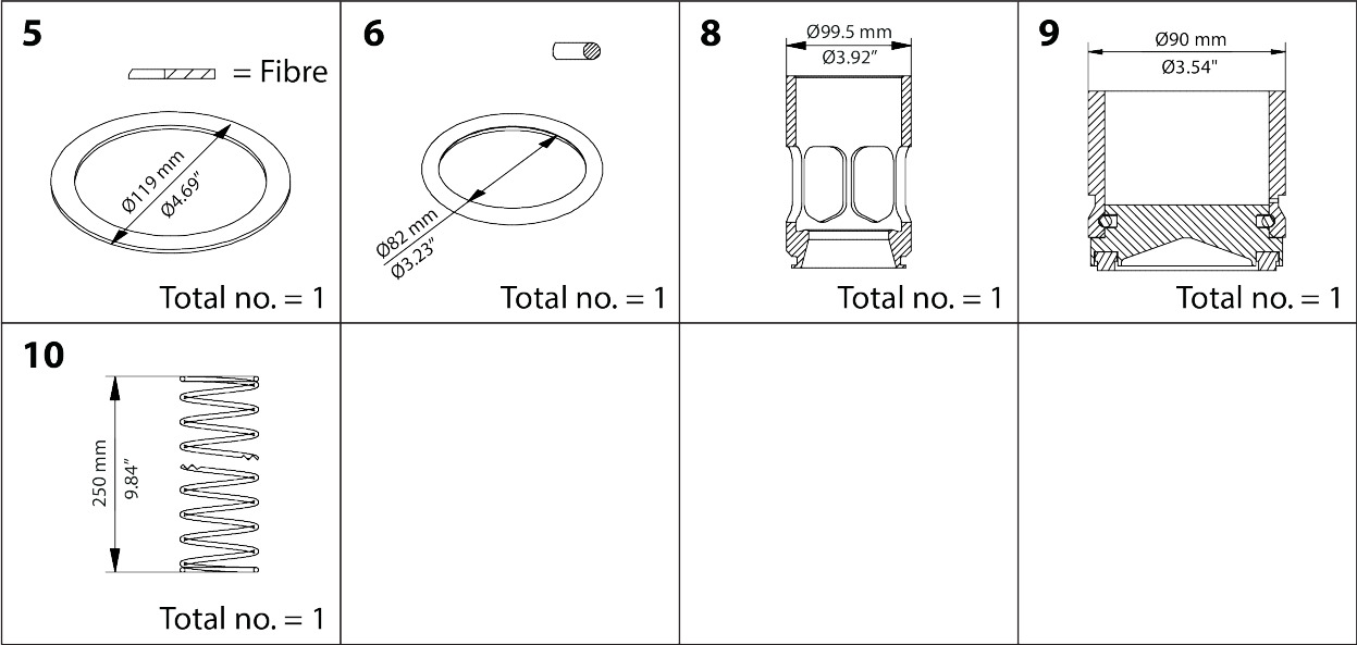 Overhaul kit, Piston and sealing