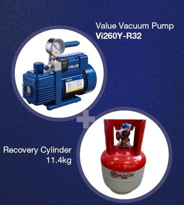 11.4 KG R32 Cylinder with Value Vi260Y-R32 Vac Pump