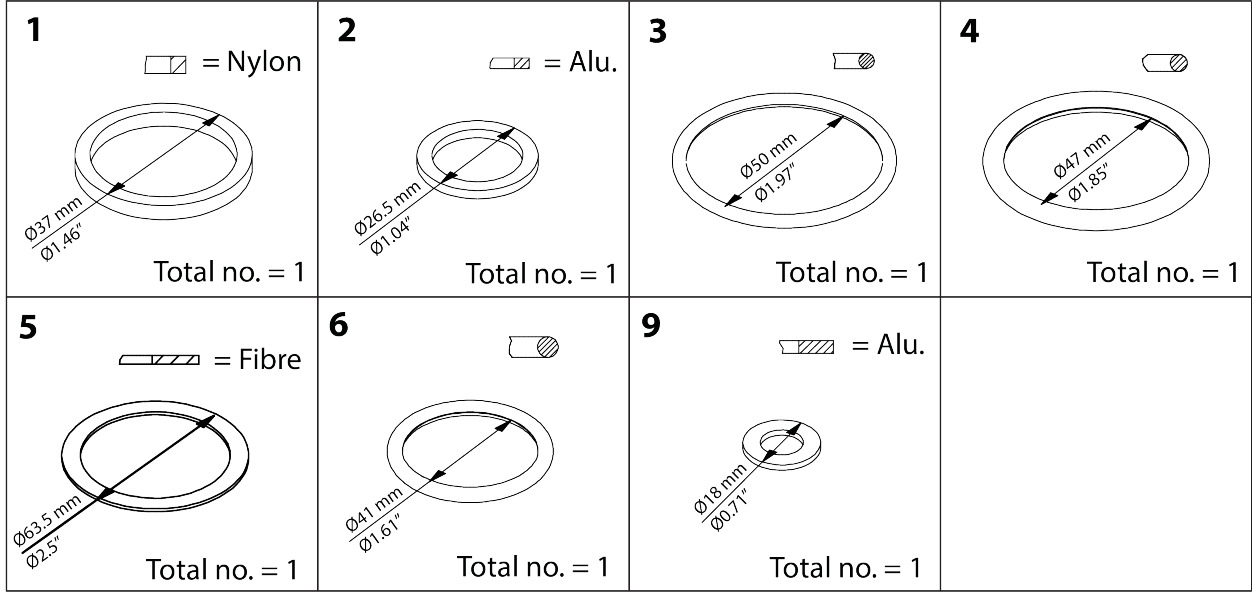 Inspection kit, Sealing parts