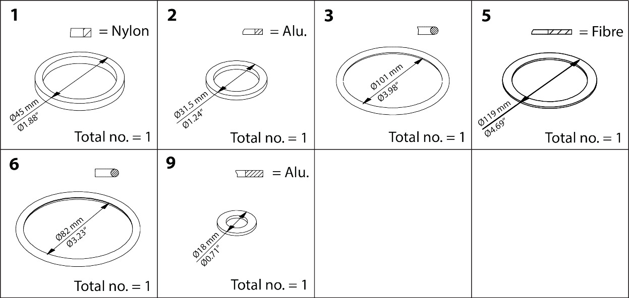 Inspection kit, Sealing parts