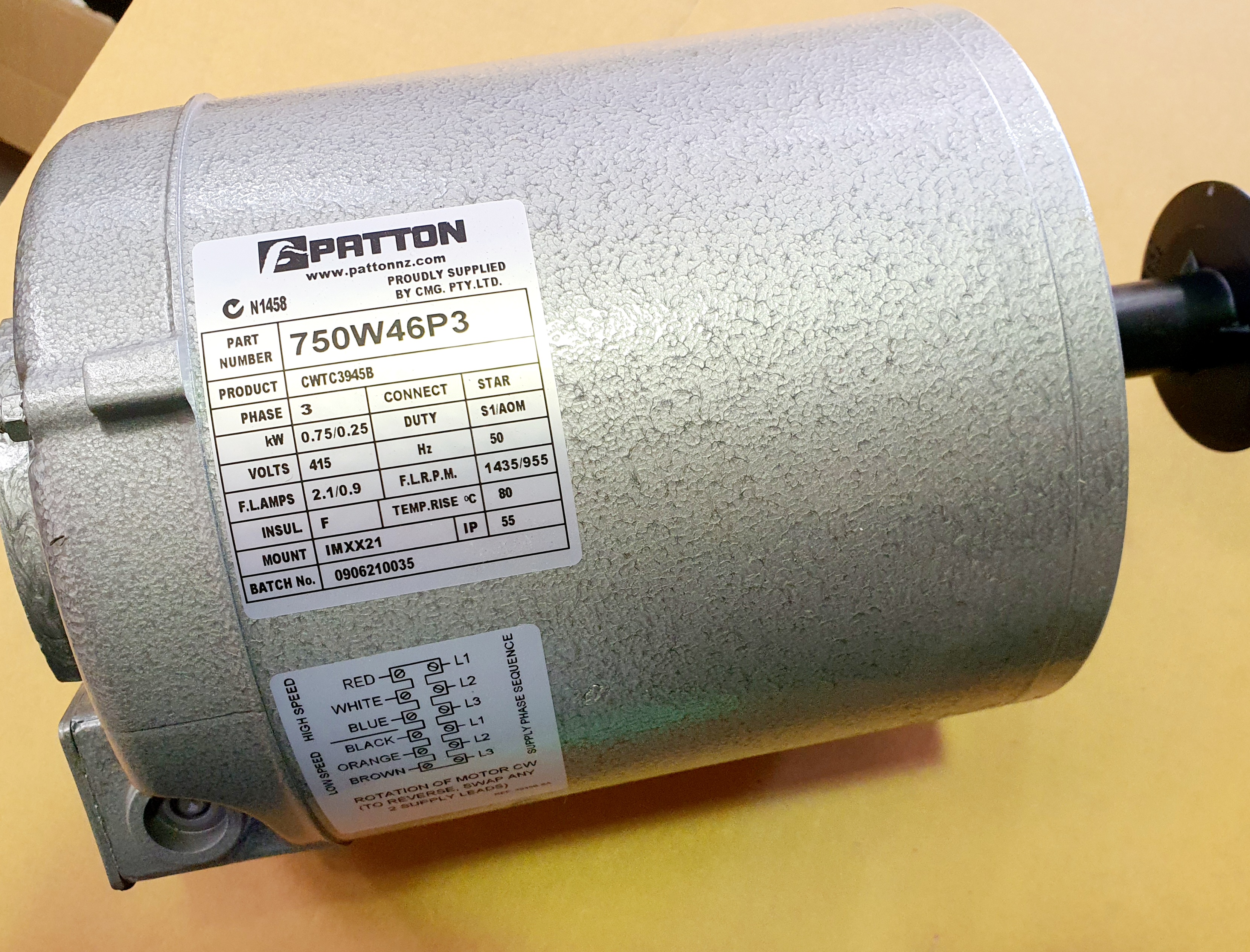 Motor - CMG 750/250w Three Phase 56 Frame