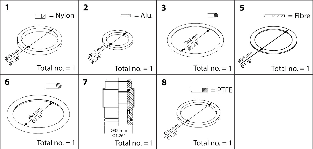 Repair Kit, Packing gland and sealing