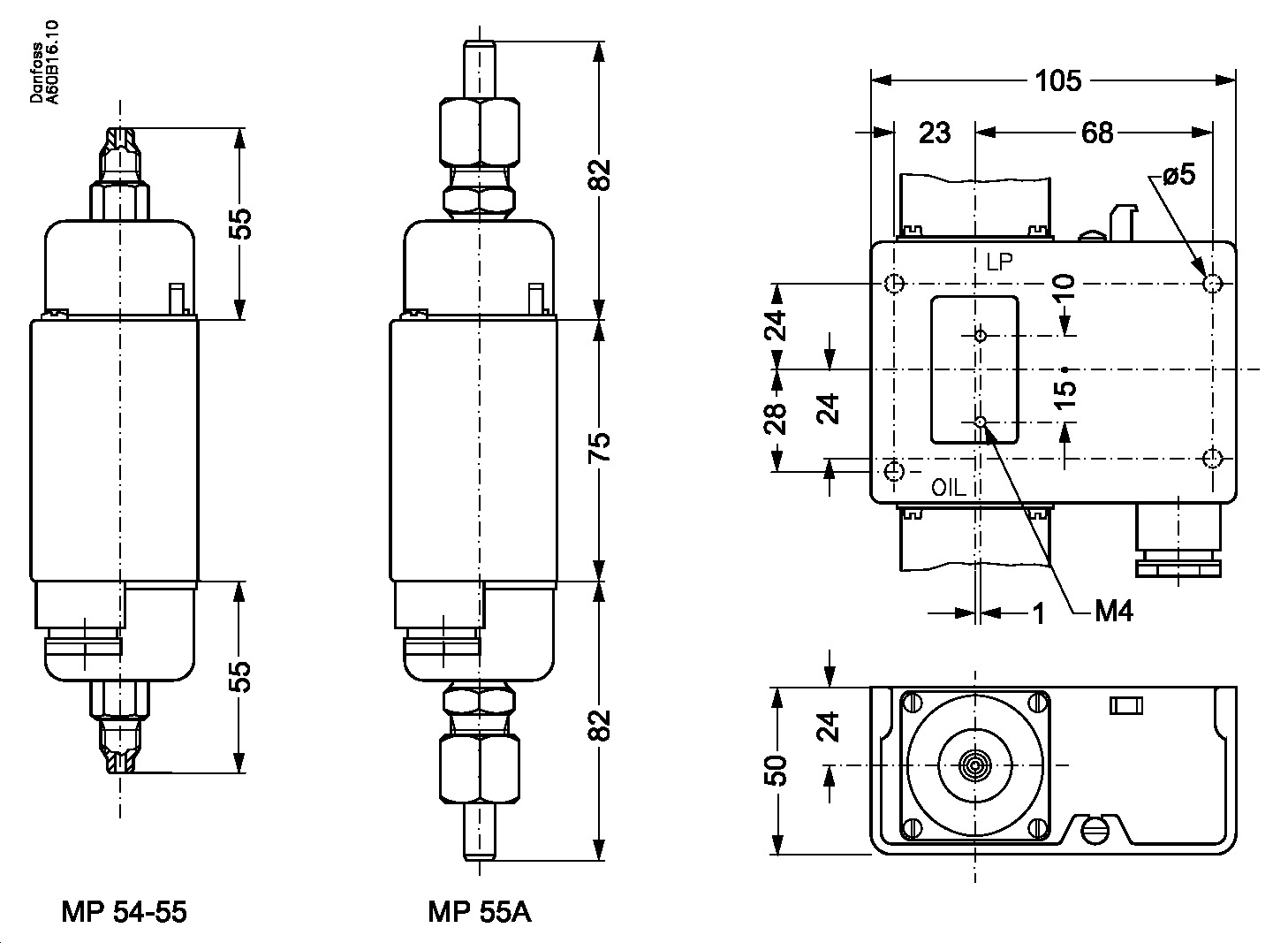 Differential pressure switch, MP55A